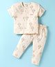ToffyHouse Knitted Half Sleeves Co-ords Night Suit With Hot Baloon Print - Cream