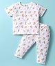 ToffyHouse Knitted Half Sleeves Co-ords Night Suit with Ice Cream Print - White