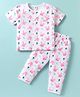 ToffyHouse Knitted Half Sleeves Co-ords Night Suit with Bunny Print - White
