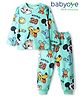 Babyoye Disney Single Jersey Knit Full Sleeves Co-ords Night Suit with Mickey Mouse & Family Graphics - Sea Green