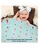 Voidrop Supersoft Double Layered  All Season Velvet Baby Blanket with Star & Teddy Print  - Sea-Green