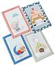 Zoe Newborn Baby Cotton Godadi Gadda Cozy Cute Animals Print| Soft Breathable Material| Light Weight Friendly Pack of 4 -White Grey & Blue