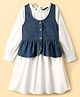 Pine Kids Cotton Woven Full Sleeves Frock With Jacket - White