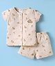 First Smile Sinker Knit Half Sleeves Shorts Co-ord Night Suit with Bunny Print - Pink
