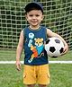 Babyhug Single Jersey Knit Sleeveless Tank T-Shirt & Shorts Set with Tiger Print - Navy Blue & Yellow