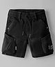 Ruff Cotton Woven Above Knee Length Solid Colour Bermuda - Black
