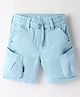Ruff Cotton Woven Above Knee Length Solid Colour Bermuda - Light Blue