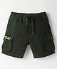 Ruff Cotton Woven Above Knee Length Solid Shorts With Pockets - Olive Green
