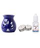 JAAMSO ROYALS Ceramic Blue Candle Diffuser with 10 ml Pink Pepper Seed Oil & 2 Candle (Set Of 1)