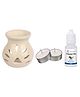 JAAMSO ROYALS Ceramic White Candle Diffuser with 10 ml Rosemary Aroma Oil & 2 Candle (Set Of 1)