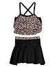 CUKOO Sleeveless Leopard Printed Top & Skirt Set - Brown