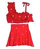 CUKOO Sleeveless Stars Printed Coordinating Top & Skirt Set - Red