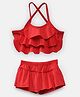 CUKOO Sleeveless Solid Top & Skort Set - Red