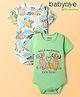 Babyoye Disney Interlock Knit Onesies With Lion King Graphics Pack Of 2 - Green & White