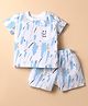 Ollypop Sinker Knit Half Sleeves T-Shirt & Shorts Co-Ord Set - White & Light Blue