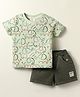 First Smile Interlock Knit Half Sleeves T-Shirt & Shorts Set With Elephant Print - Light Green