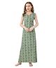 Piu Cotton Woven Sleeveless Abstract Printed Maternity Nighty - Green