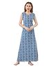 Piu Cotton Woven Sleeveless Abstract Printed Maternity Nighty - Blue
