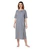 Piu Cotton Woven Half Sleeves Striped Hospital Patient Maternity Gown - Blue