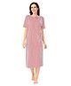 Piu Cotton Woven  Half Sleeves Striped Hospital Patient Maternity Gown - Red
