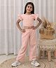 Fairies Forever Cotton Flutter Sleeves Floral Embroidered Coordinating Top & Pant Set - Peach