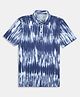 CAVIO Cotton Half Sleeves Tie Dye Polo Tee - Blue