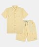 CAVIO Cotton Half Sleeves Solid Shirt & Coordinating Shorts Set - Yellow