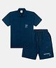CAVIO Half Sleeves Typography Printed Shirt With Coordinating Shorts Set - Turquoise Blue