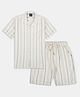 CAVIO Half Sleeves Striped Shirt With Coordinating Shorts Set - Green