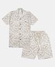 CAVIO Cotton Half Sleeves Abstract Printed Coordinating Shirt & Shorts Set - Cream
