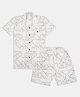 CAVIO Cotton Half Sleeves Abstract Printed Coordinating Shirt & Shorts Set - White