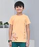 YOUMAA 100% Cotton Half Sleeves T-Shirt With Animal Leopard Theme Graphics Print - Buff Orange