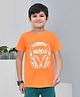 YOUMAA 100% Cotton Half Sleeves T-Shirt With Music Theme Graphics Print - Orange