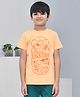 YOUMAA 100% Cotton Half Sleeves T-Shirt With Mountain Vacation Theme Graphics Print - Buff Orange