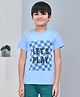 YOUMAA 100% Cotton Half Sleeves T-Shirt With Let'S Play Typography Theme Graphics Bold Print - Light Blue