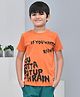 YOUMAA 100% Cotton Half Sleeves T-Shirt With Typography Theme Graphics Bold Print - Rust