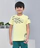 YOUMAA 100% Cotton Half Sleeves T-Shirt With Typography Theme Graphics Bold Print - Elfin Yellow