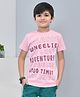 YOUMAA 100% Cotton Half Sleeves T-Shirt With Typography Theme Graphics Bold Print - Blush Pink