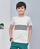 YOUMAA 100% Cotton Half Sleeves T-Shirt With Abstract Theme Graphics Bold Print - Mirage Grey