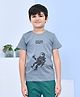 YOUMAA 100% Cotton Half Sleeves T-Shirt With Astronaut Theme Graphics Bold Print - Grey