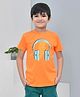 YOUMAA 100% Cotton Half Sleeves T-Shirt With Headphone Print Music Theme Graphics Print - Orange