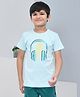 YOUMAA 100% Cotton Half Sleeves T-Shirt With Headphone Print Music Theme Graphics Print - Sage Green