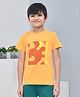 YOUMAA 100% Cotton Half Sleeves T-Shirt With Abstract Theme Graphics Print - Apricot Yellow