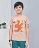 YOUMAA 100% Cotton Half Sleeves T-Shirt With Abstract Theme Graphics Print - Dustu Blue