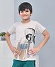 YOUMAA 100% Cotton Half Sleeves T-Shirt With Guitar Print Musical Theme Graphics Print - Beige