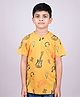 YOUMAA 100% Cotton Half Sleeves T-Shirt With Guitar Print Musical Theme Graphics Print - Apricot Yellow