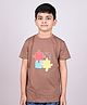 YOUMAA 100% Cotton Half Sleeves T-Shirt With Puzzle Game Abstract Theme Graphics Print - Brown