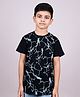 YOUMAA 100% Cotton Half Sleeves T-Shirt With Abstract Theme Graphics Print - Black