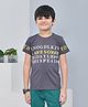 YOUMAA 100% Cotton Half Sleeves T-Shirt With Typography Theme Graphics Print - Charcoal Grey