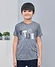 YOUMAA 100% Cotton Half Sleeves T-Shirt With Typography Theme Graphics Print - Charcoal Grey